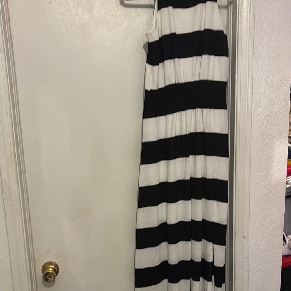 Black and White Striped Maxi Dress